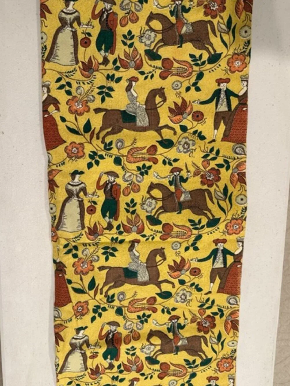 VINTAGE Fabric Noble Horse Botanical 1 1/3 y wide x 2/3 y long
